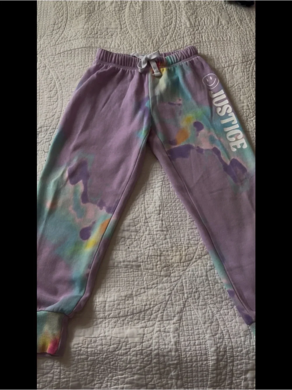 Justice Pastel Tie-Dye Shorts with White Drawstring